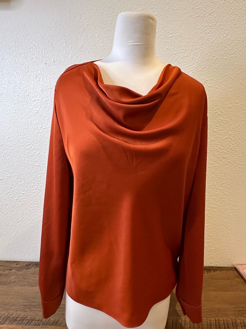 MOTF Rust Cowl-Neck Long Sleeve Blouse